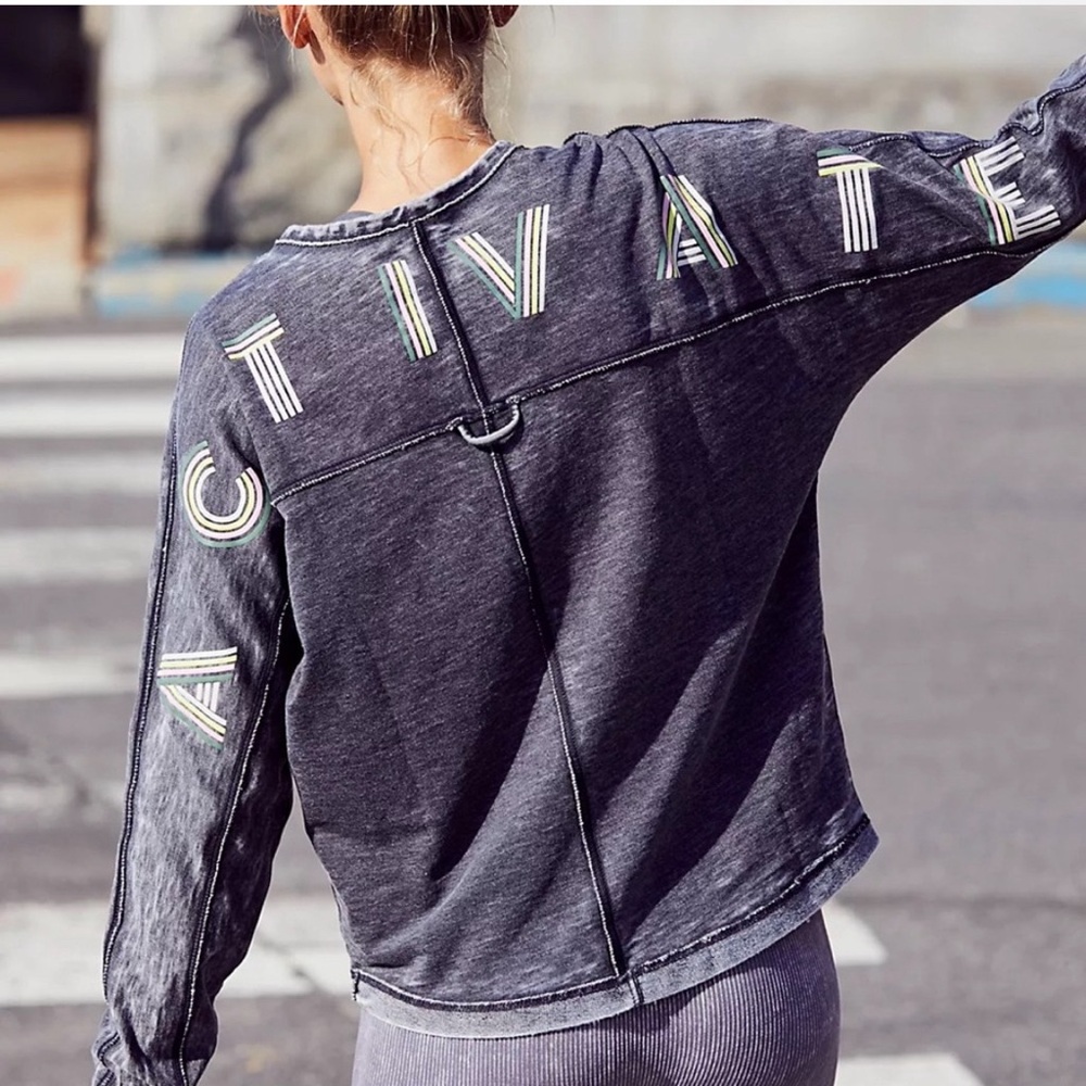 NWT Free People Movement ACTIVATE Gray Burnout Dolman Sleeve Top XS